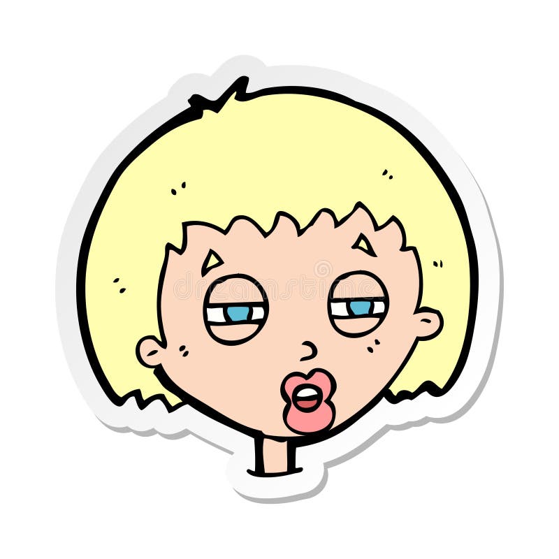 Sticker Woman Female Girl Narrowing Eyes Suspicious Expression Annoyed  Angry Tired Face Head Cartoon Character Cute Drawing Illustration Quirky  Hand Drawn Happy Cheerful Retro Doodle Funny Silly Line Crazy Clip Art Clip