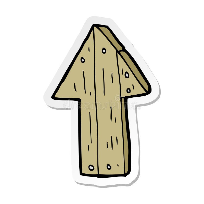 sticker of a cartoon wooden direction arrow