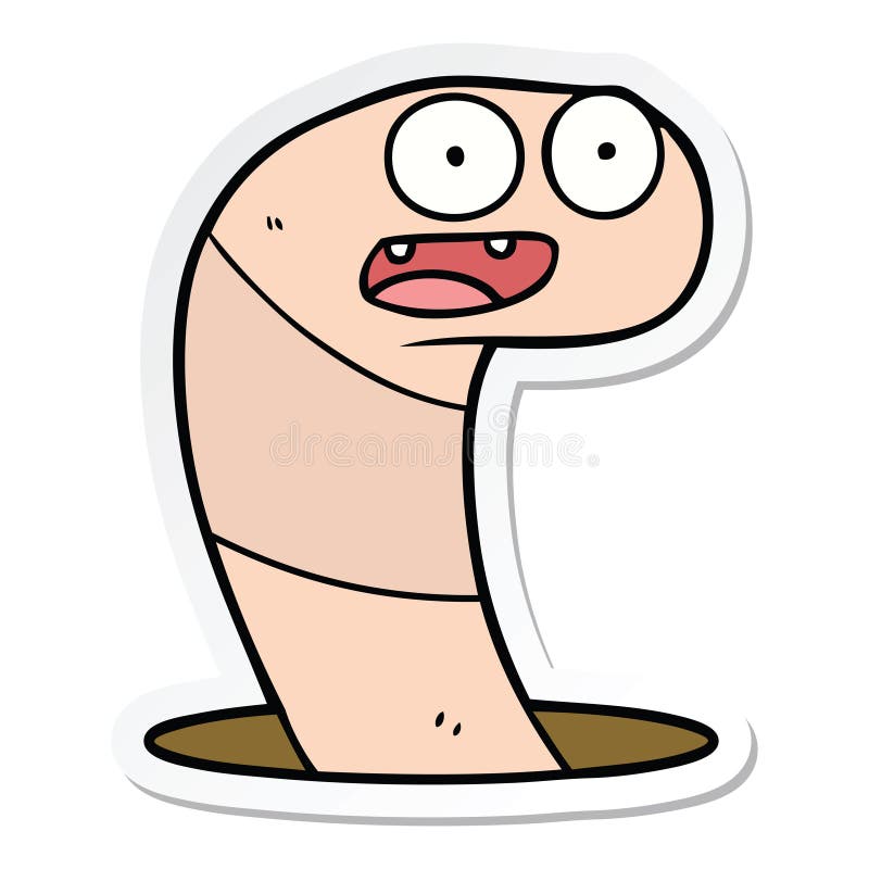 sticker of a cartoon worm