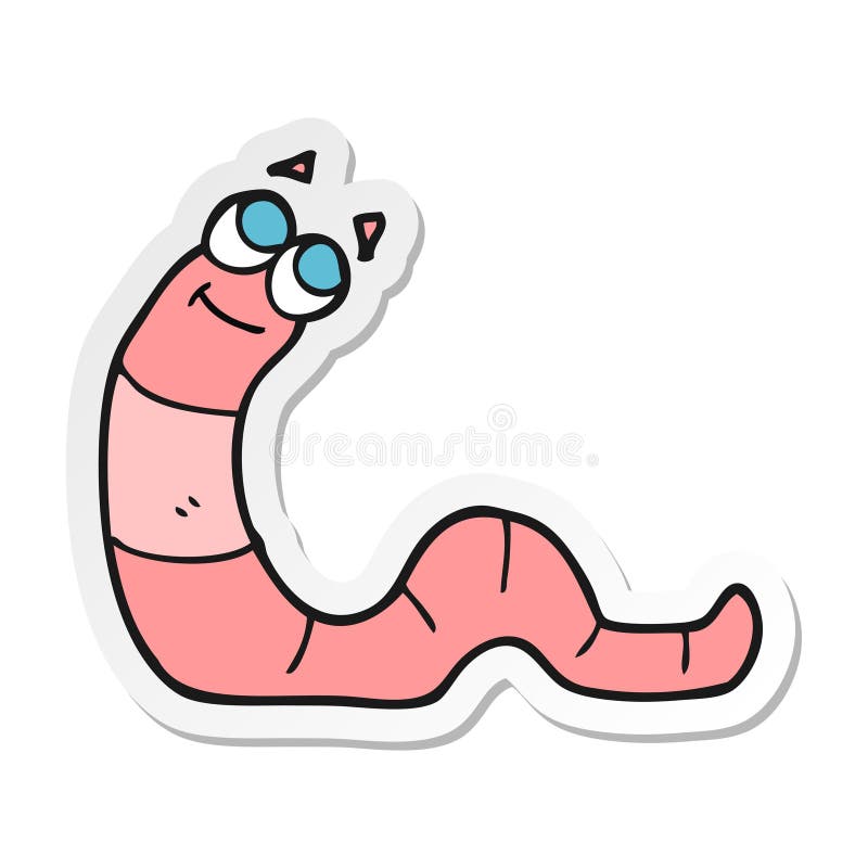 sticker of a cartoon worm