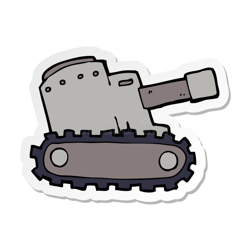 Sticker of a cartooon army tank stock illustration