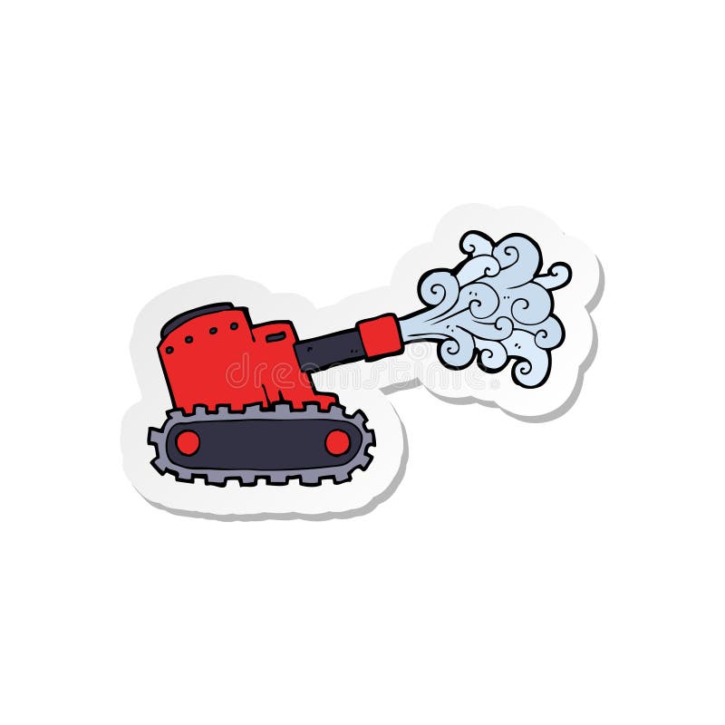 Sticker of a cartooon army tank vector illustration