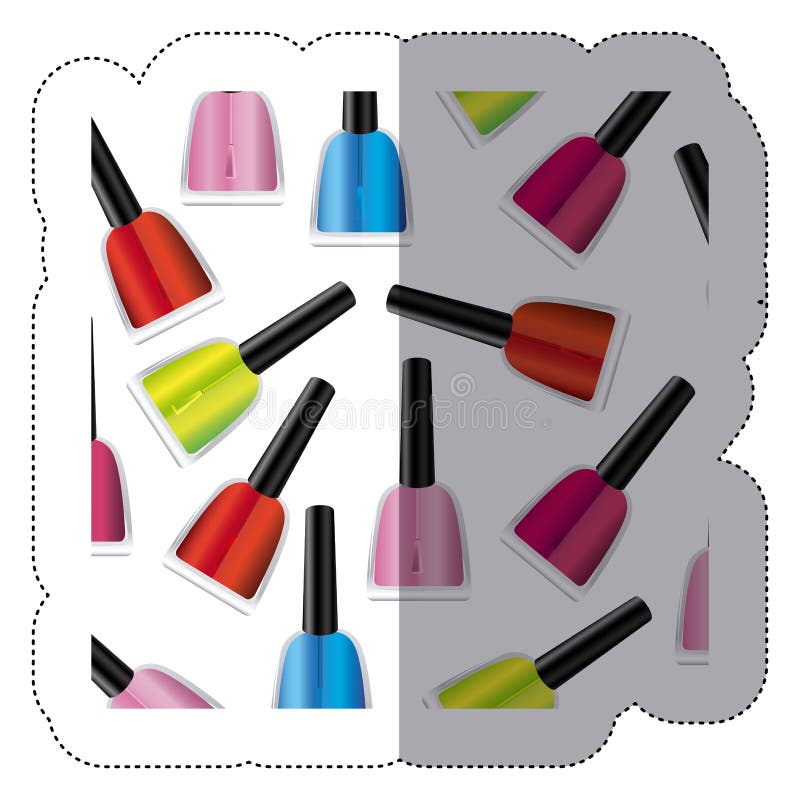 Sticker Colorful Silhouette with Nail Polish Pattern Stock Illustration