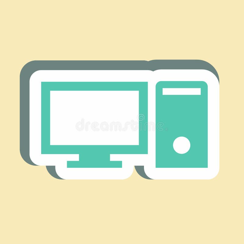 Sticker Computer,Simple illustration,Editable stroke stock illustration