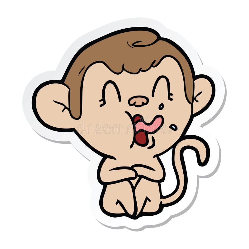 Sticker of a Crazy Cartoon Monkey Stock Vector - Illustration of monkey ...