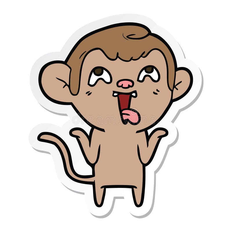 Sticker of a Crazy Cartoon Monkey Stock Vector - Illustration of ...