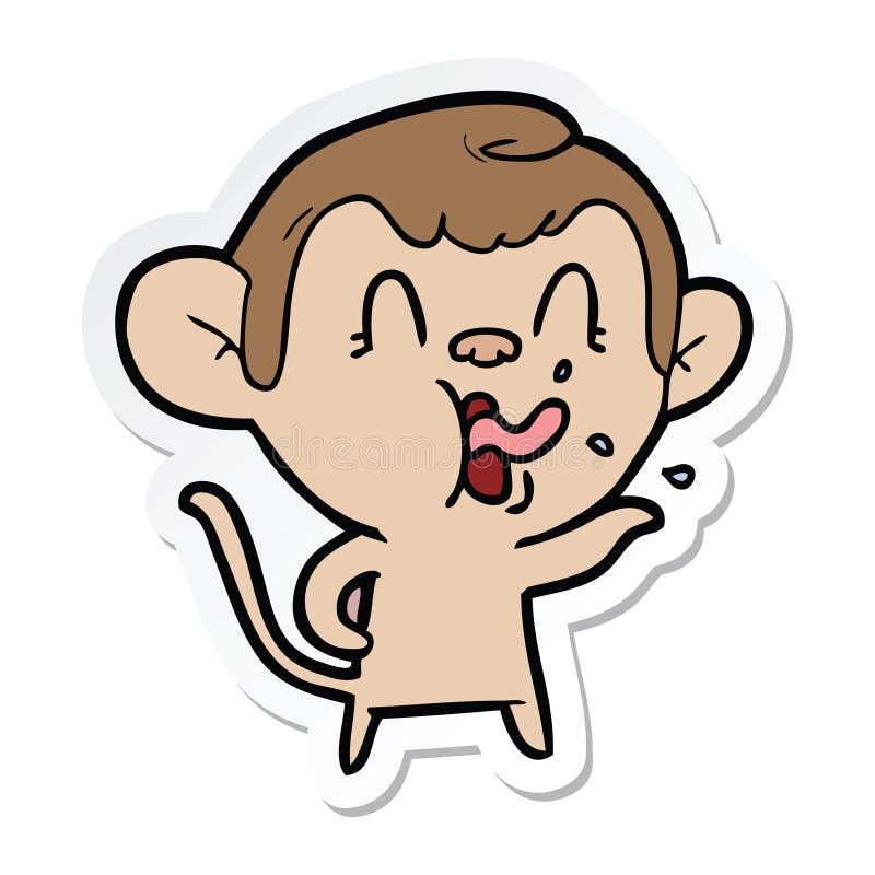 Sticker of a Crazy Cartoon Monkey Stock Vector - Illustration of funny ...