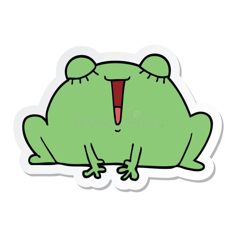 sticker of a cute cartoon frog