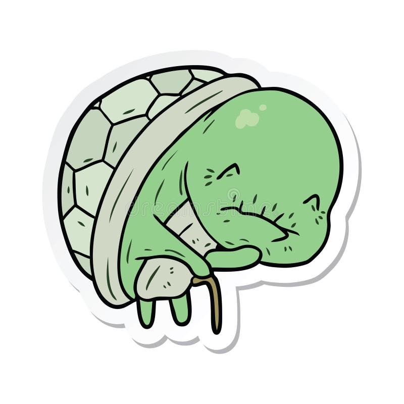 Sticker of a Cute Cartoon Old Turtle Stock Vector - Illustration of stick,  tortoise: 150425161