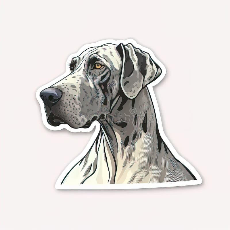 A Sticker of a Dog with a White Spot on Its Face and a Black Spot on