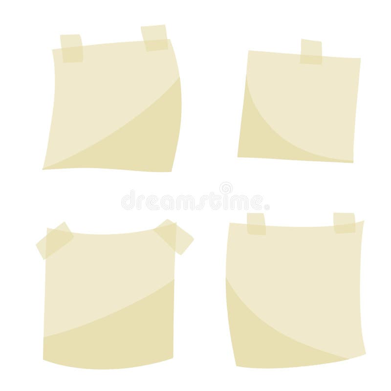 Sticker. Empty Piece of Paper with Sticky Tape. Flat Cartoon