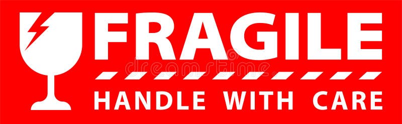 Sticker Fragile Handle With Care Red Fragile Warning Label Fragile Label With Broken Glass Symbol Stock Vector Illustration Of Graphic Pack