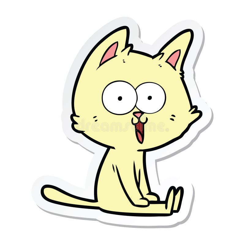 sticker of a funny cartoon cat sitting