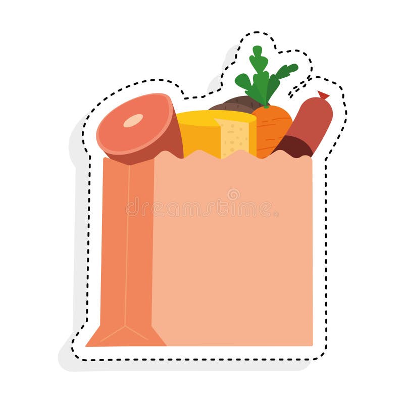 Sticker of a Grocery Bag Icon Stock Vector Illustration of symbol