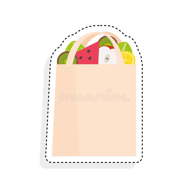 Sticker of a Grocery Bag Icon Stock Vector Illustration of vector