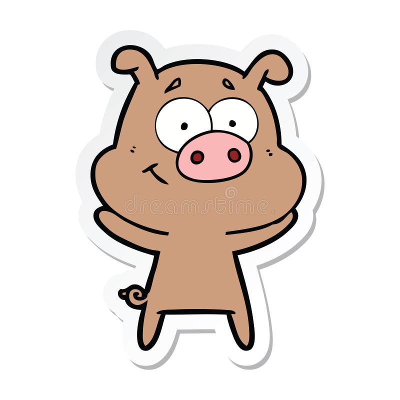 sticker of a happy cartoon pig