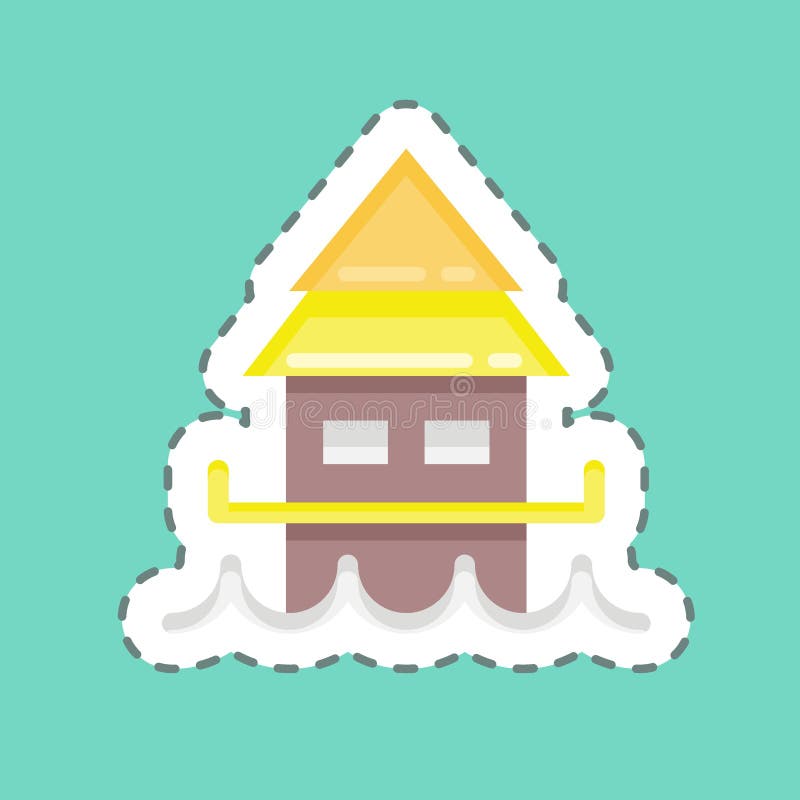 Sticker line cut Bungalow. suitable for education symbol. simple design editable. design template vector. simple illustration stock illustration
