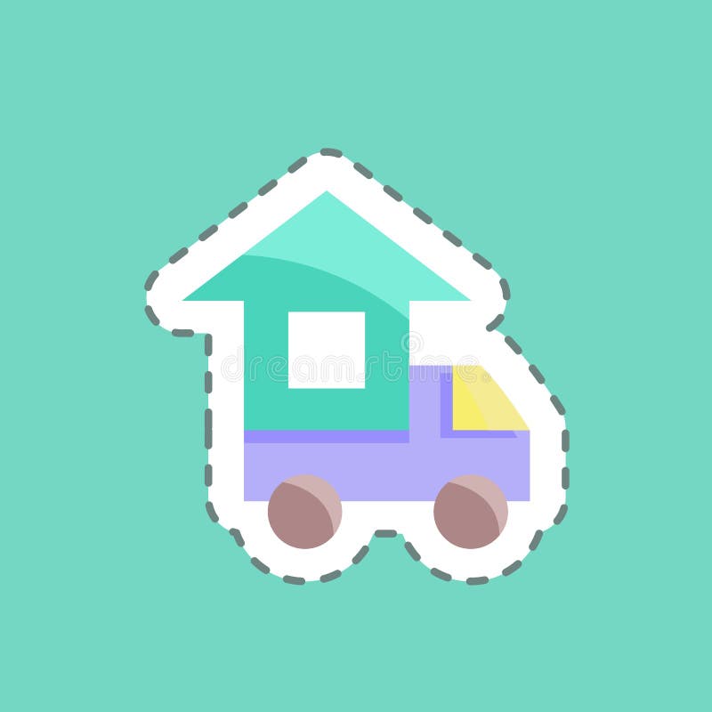 Sticker line cut Moving Home. suitable for education symbol. simple design editable. design template vector. simple illustration stock illustration