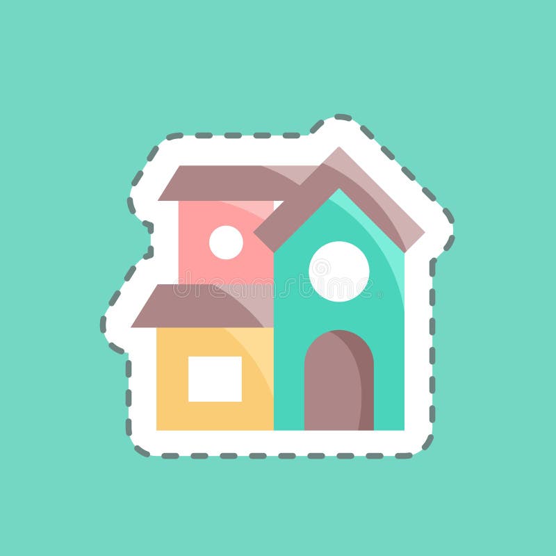 Sticker line cut Villa. suitable for education symbol. simple design editable. design template vector. simple illustration vector illustration