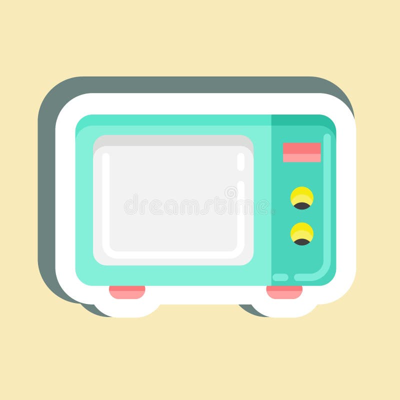 Sticker Microwave. Suitable for Kitchen Appliances Symbol. Simple