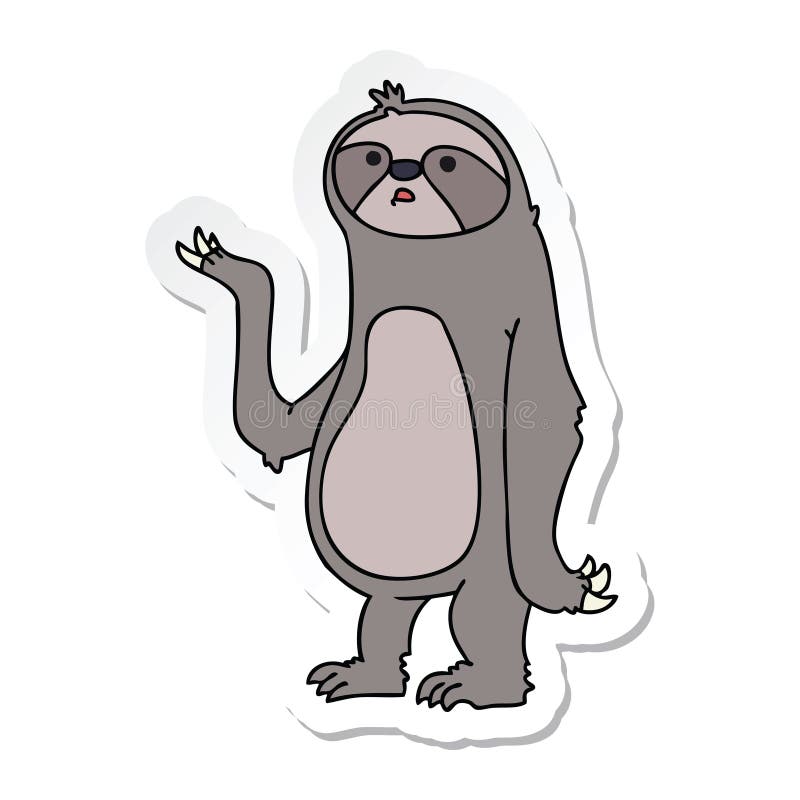 sticker of a quirky hand drawn cartoon sloth