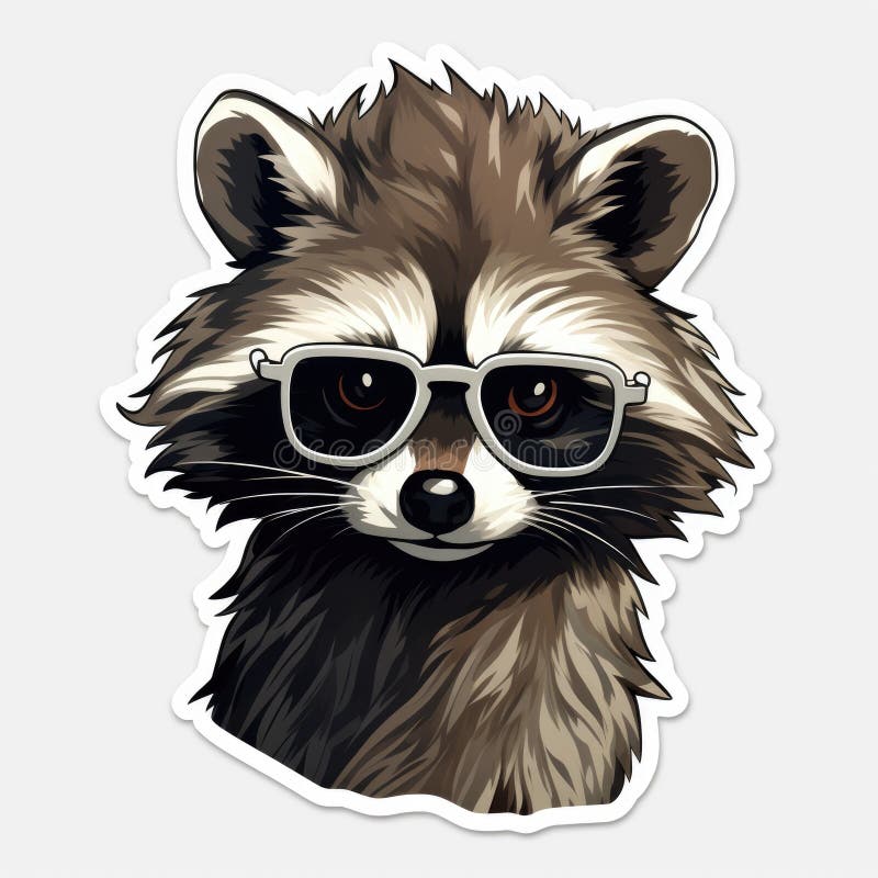 Head Of Racoon In Hipster Sunglasses Kawaii Animal Stock Illustration -  Download Image Now - iStock