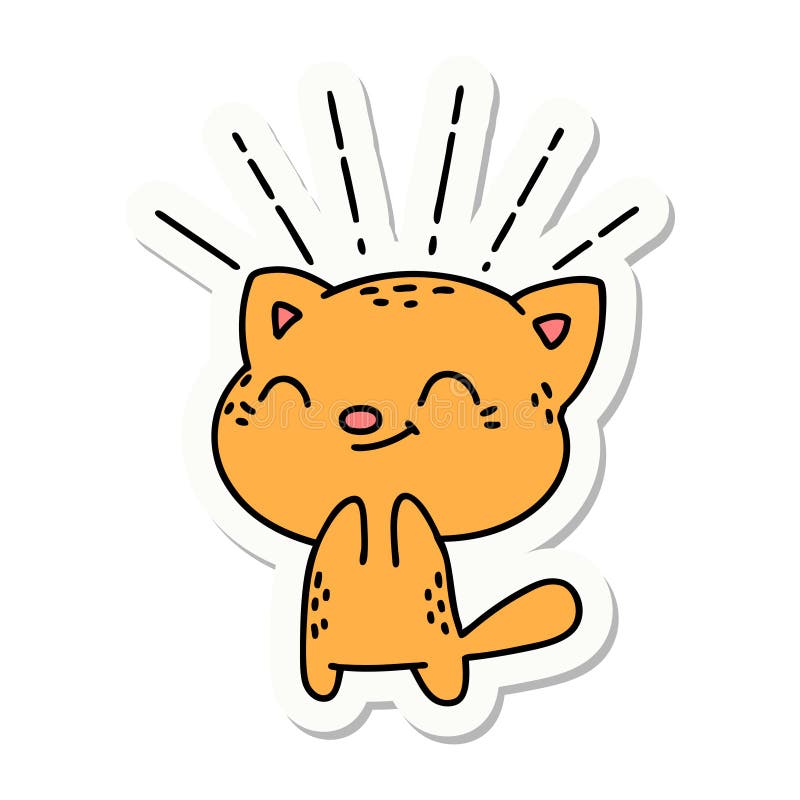 sticker of tattoo style happy cat