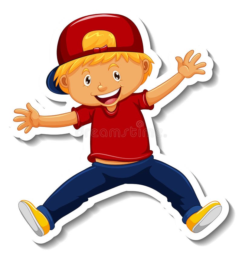 Sticker Template with a Boy Cartoon Character Isolated Stock Vector ...