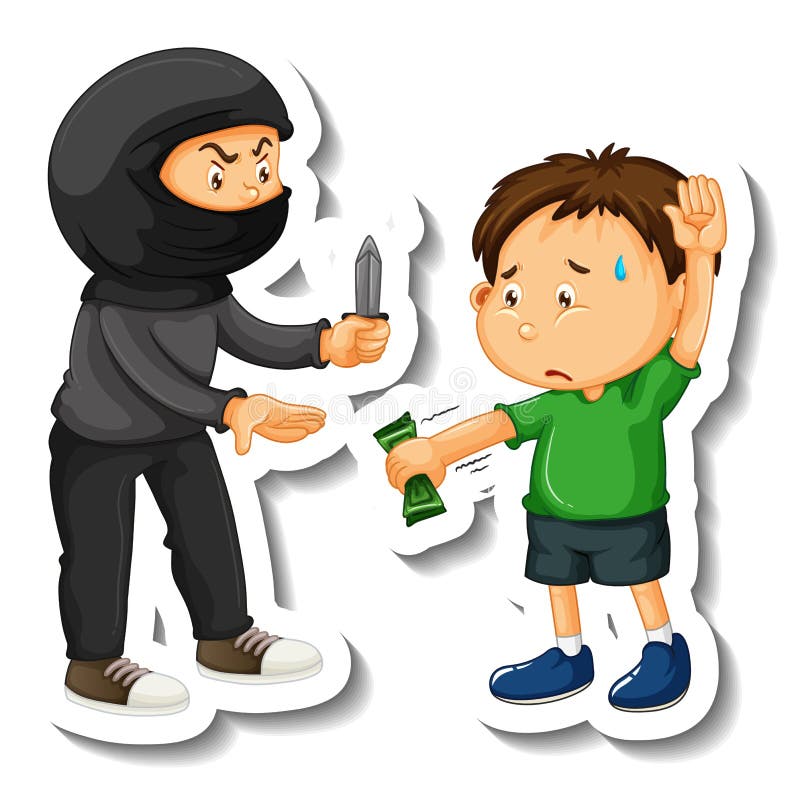 Sticker Template with a Boy Getting Robbed by a Thief Cartoon Character Isolated Stock Vector - Illustration of design, boys: 229757322 Sticker Template with a Boy Getting Robbed by a Thief Cartoon Character Isolated Stock Vector - Illustration of design, boys: 229757322