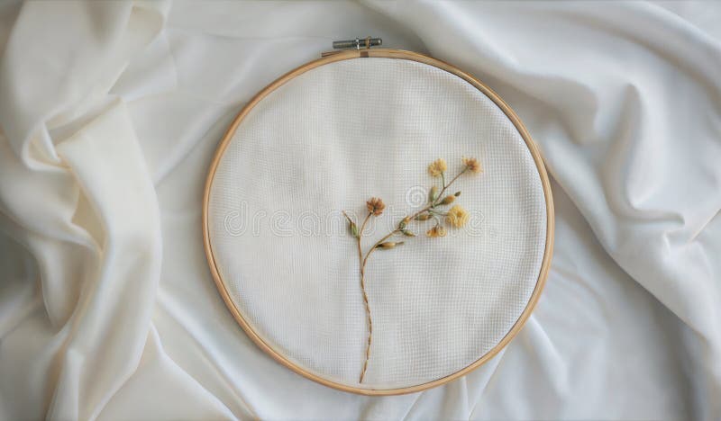 Stickerei mit Blumendesign auf Stoff. stock abbildung