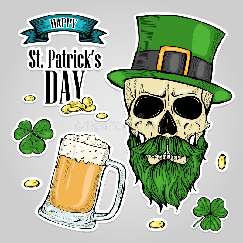 Stickers set for Saint Patricks Day