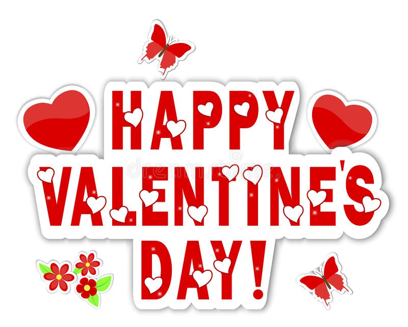 Stickers Valentines day with a beautiful text. stock illustration