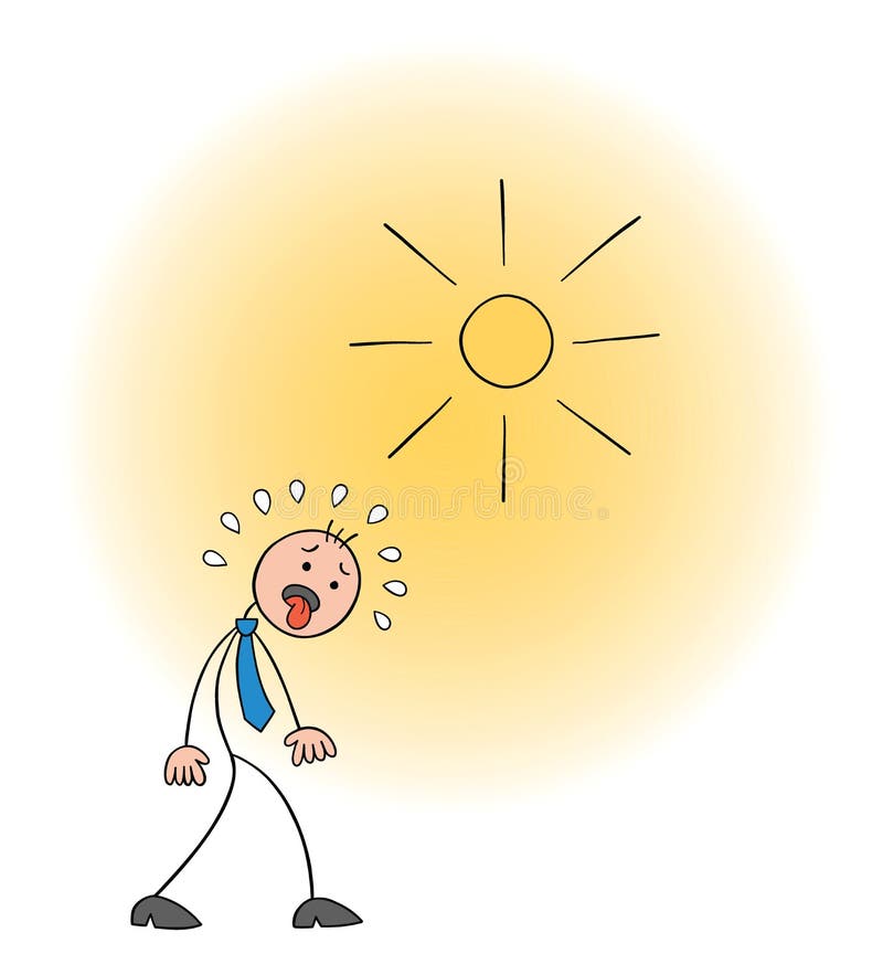 Stickman Businessman Character Walks in Hot Weather and His Tongue is Out,  Vector Cartoon Illustration Stock Vector - Illustration of male, funny:  220932303