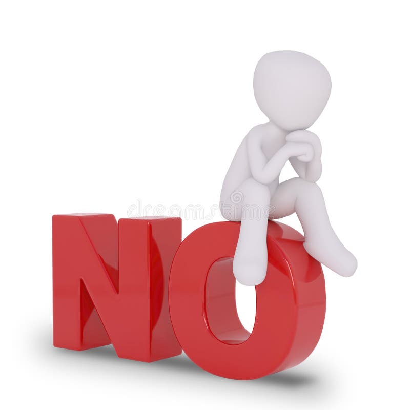 Stickman Sitting on a No Letter in Red Stock Illustration