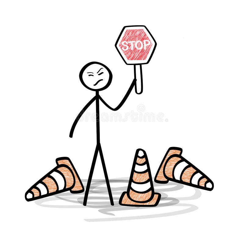 Stickman с знаком стопа иллюстрация вектора Stickman с знаком стопа иллюстрация вектора