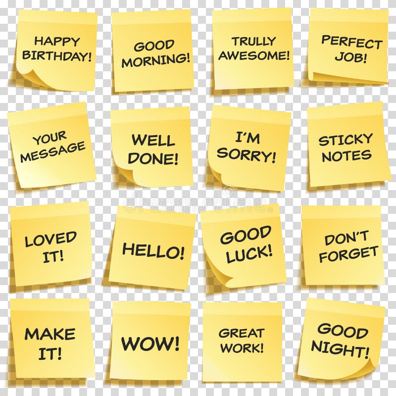 Office Yellow Paper Sticky Note on Transparent Background