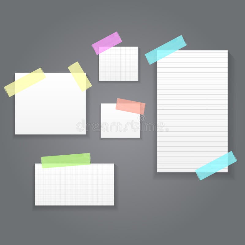 Sticky Paper Notes Pack Collection Set Vector Illustration stock illustration