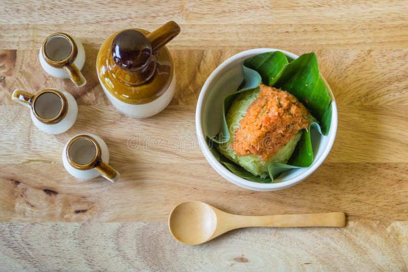 Sticky rice with shrimp stock photo. Image of calories 49446540