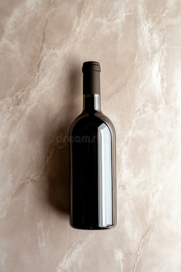 Sticlă de vin elegantă pe suprafața marmură royalty free stock images