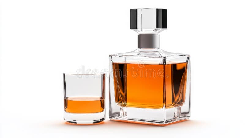 Sticlă de whisky de lux și sticlă izolată pe fond alb vector illustration