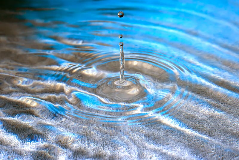 Stiffened water drop falling on a water surface