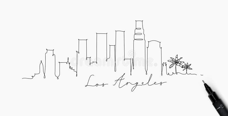 Stiftlinie Schattenbild Los Angeles vektor abbildung Stiftlinie Schattenbild Los Angeles vektor abbildung