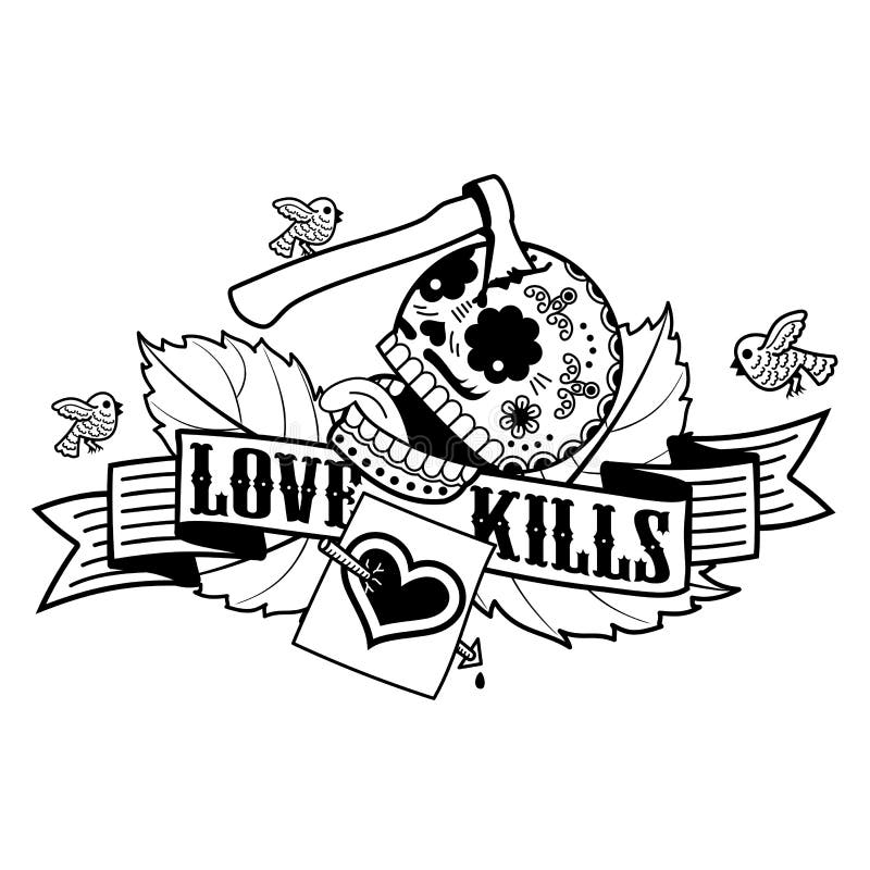 Stiker love kills stock illustration. Illustration of graffiti - 77014430