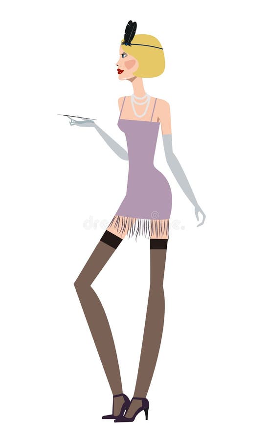 Stil för parti 20s-30s för klaffflicka Retro stock illustrationer Stil för parti 20s-30s för klaffflicka Retro stock illustrationer