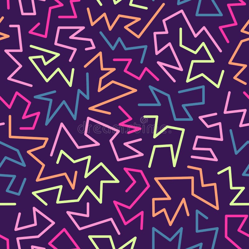Stil memphis trendy fără sudură, inspirat de designul modei retro din anii 80 90. fond festiv colorat vector illustration