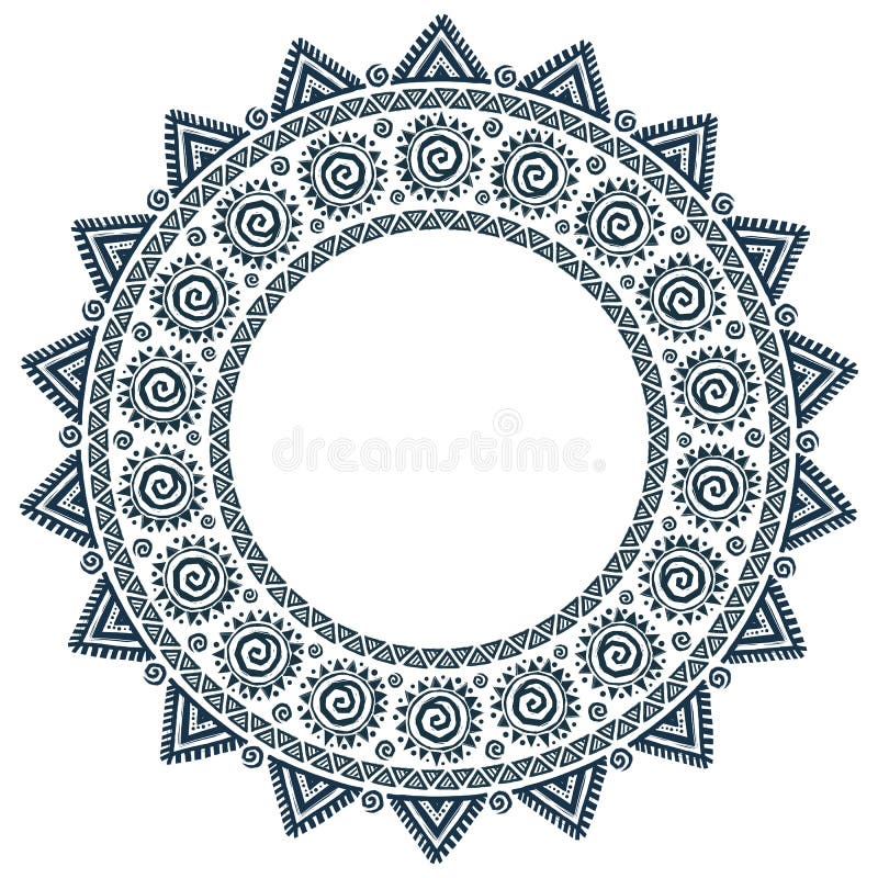 Stil trib ornat sun mandala grunga vector cadru rotund vector illustration