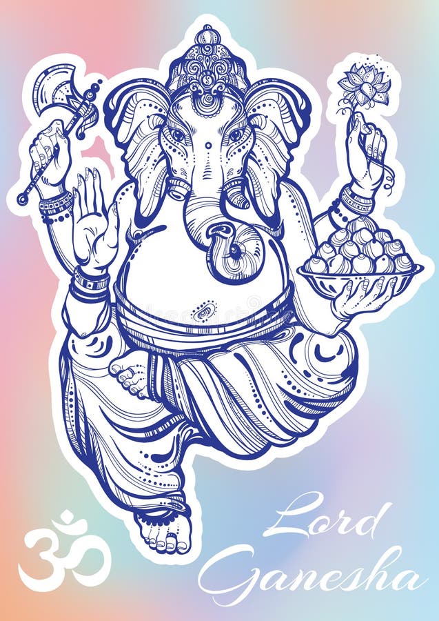 Stile grafico d'annata Lord Ganesha sopra fondo variopinto Illustrazione di alta qualità di vettore, arte del tatuaggio, yoga, in royalty illustrazione gratis Stile grafico d'annata Lord Ganesha sopra fondo variopinto Illustrazione di alta qualità di vettore, arte del tatuaggio, yoga, in royalty illustrazione gratis