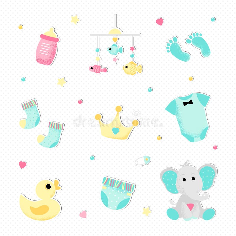 Stile piano per una doccia di bambino del ragazzo royalty illustrazione gratis Stile piano per una doccia di bambino del ragazzo royalty illustrazione gratis