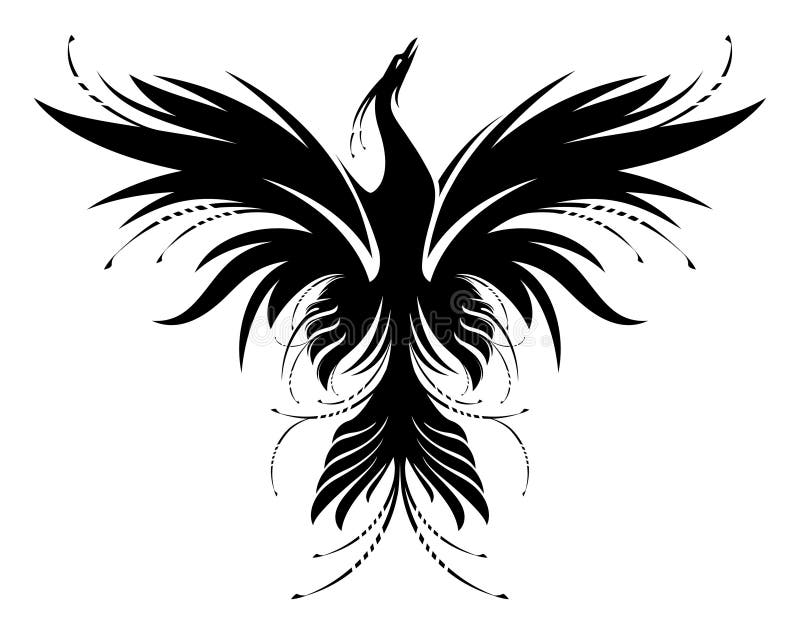 Stiliserad bild av foenix-fågel på vit bakgrund vektor illustrationer
