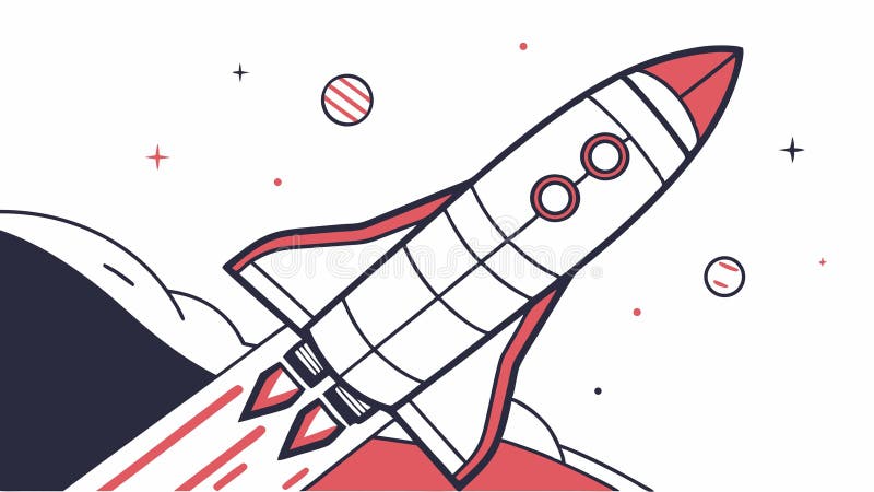 Stiliserad raketuppskjutning av yttre rymdekosmisk prospekteringsvektor Generativ AI-design stock illustrationer